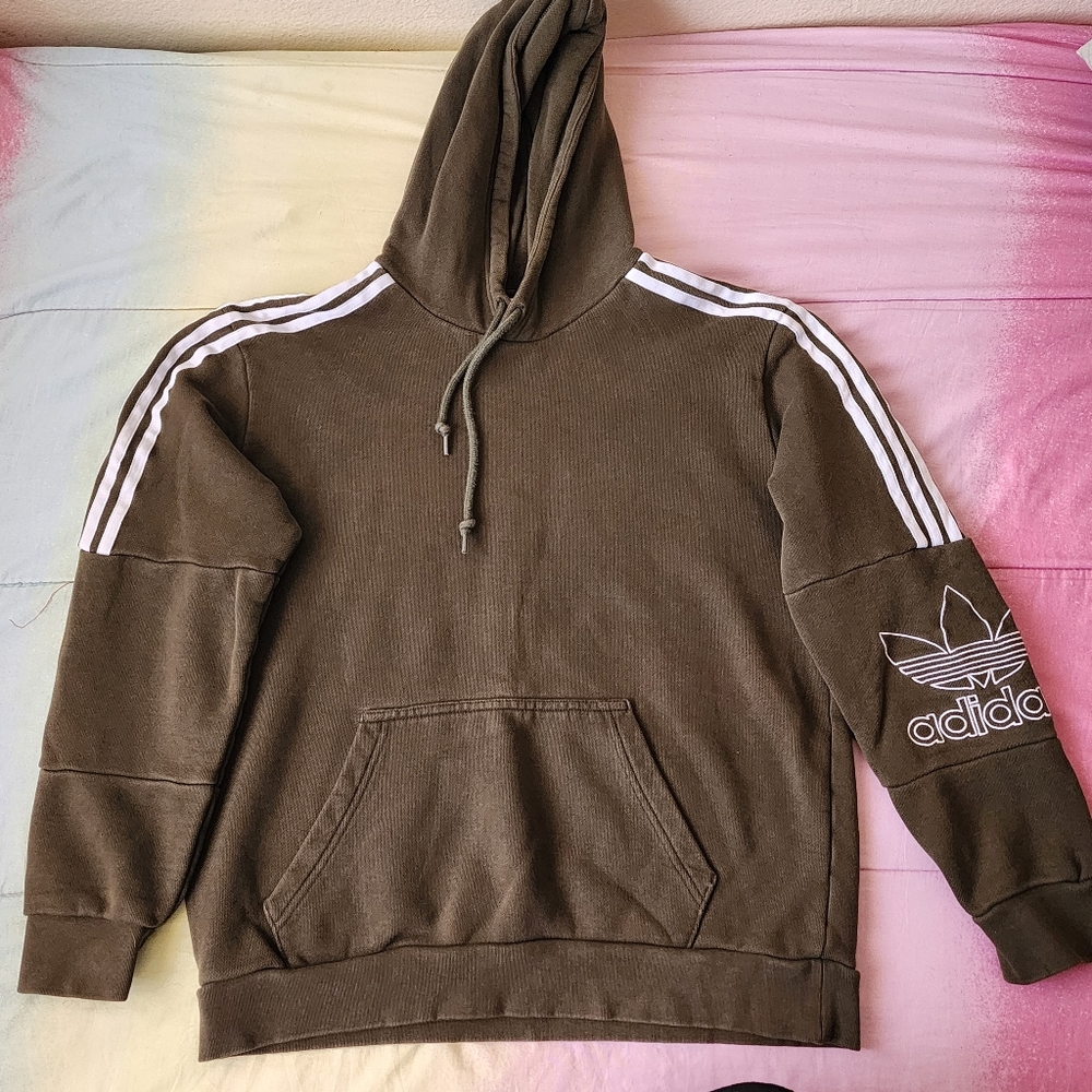 Green w/ white Adidas Sweatshirt/Hoodie Size Medium